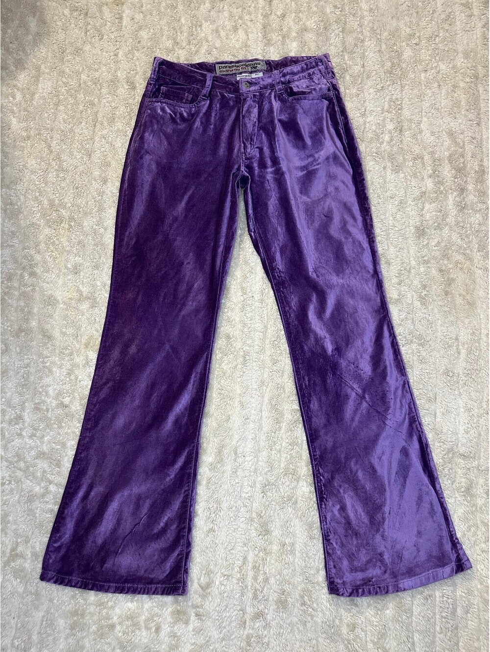 Vintage Parasuco Jeans Extreme Fit purple velvet flare bootcut pants Size 29